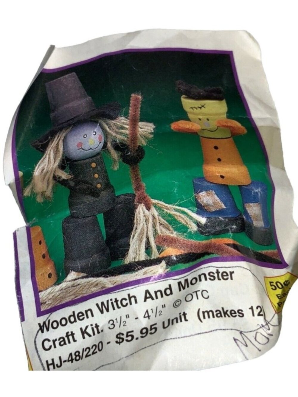 Halloween Wooden Witch and Monster Craft Pieces Easy Craft Project